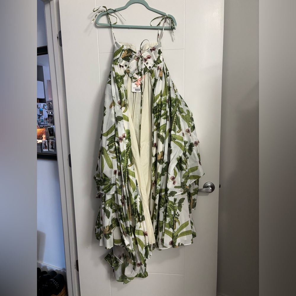 Selkie Tropical Green and Cream Maxi Skirt